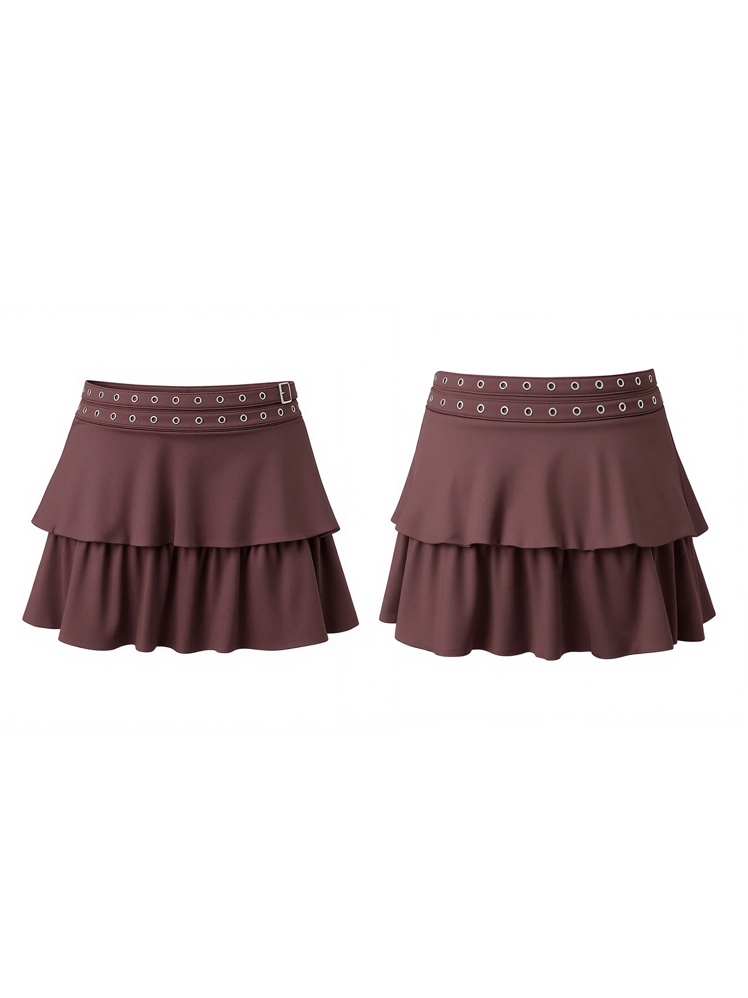 تنورة نسائية أنيقة مكشكشة مع حزام مثالية لحفلات الشاطئ الصيفية أو ملابس الشارع غير الرسمية