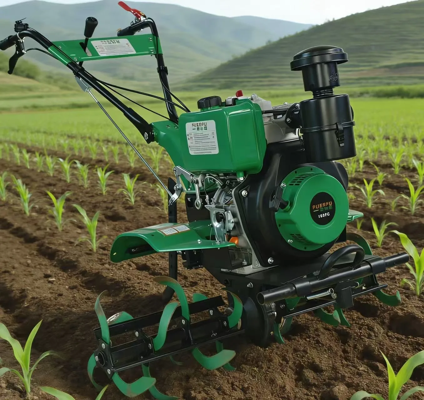 Wholesale 6.5KW 9HP PUERFU-186 Rotary Micro-Tiller with Motor Easy to Operate Agricultural Farm Cultivator