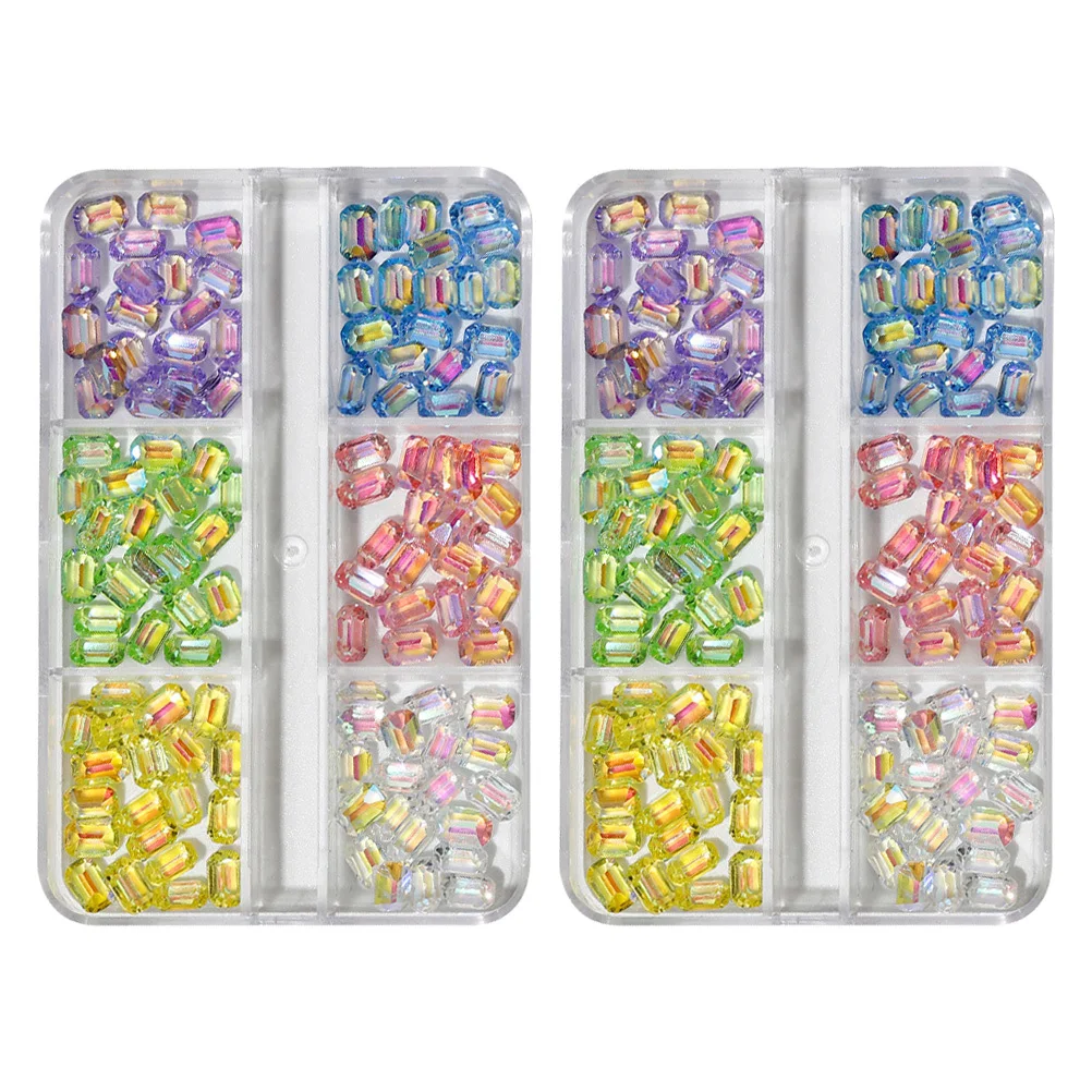 مسمار ملون DIY الماس ديكور 2 صناديق مانيكير زخرفة مظهر مبهر لمسة فريدة عملية صالون المنزل