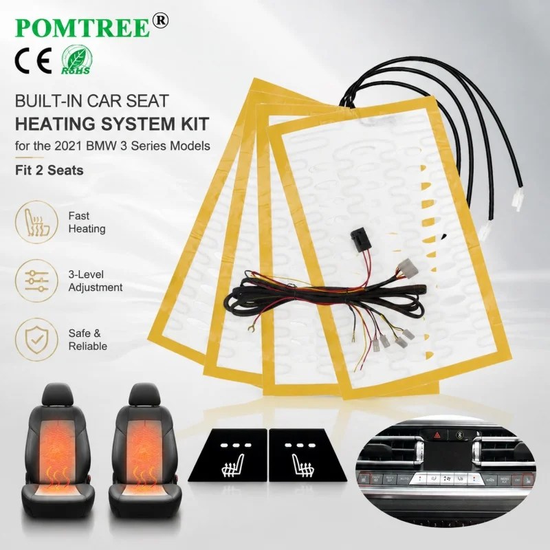 Built-in Car Seat Heating System Kit Fit 2 Seats,Including Heating Pads & Special Switch Compatible With 2021 BMW 3 Series