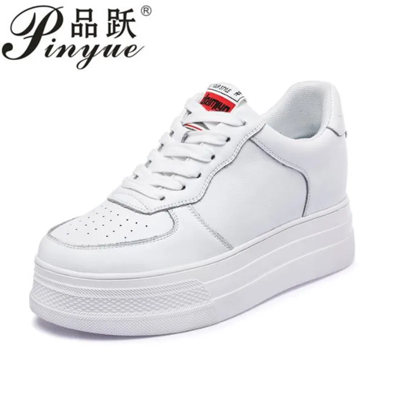 7cm Microfiber Leather Women Casual Shoes White Platform Wedge Hidden Heel Shoes White Shoes Chunky Sneakers Skateboard shoes