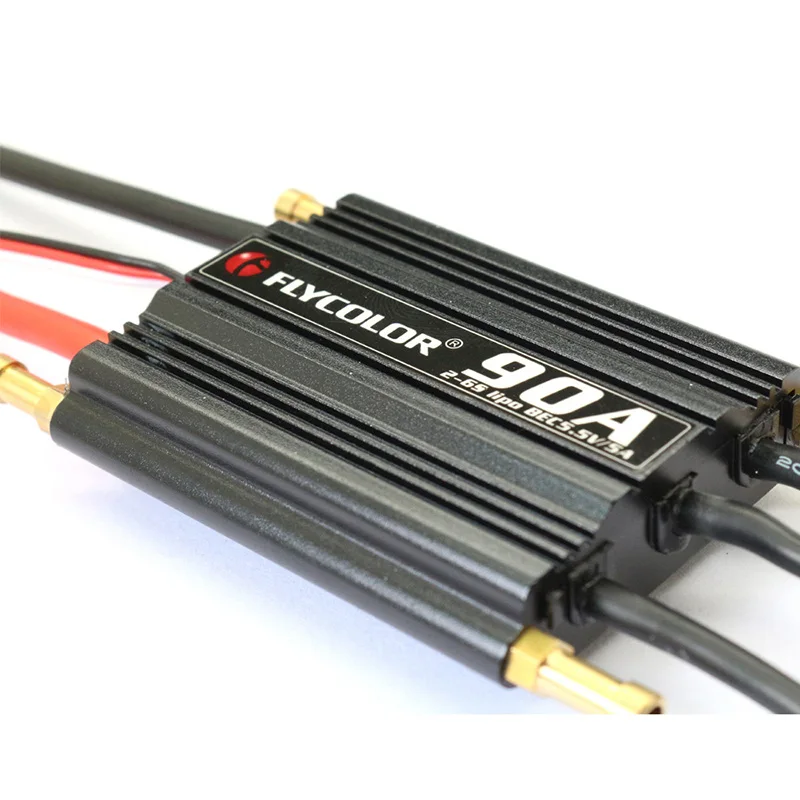Flycolor ESC 90A Waterproof Brushless Speed Controller 2-6S Lipo with BEC 5.5V/5A Water Cooling System for RC Boat