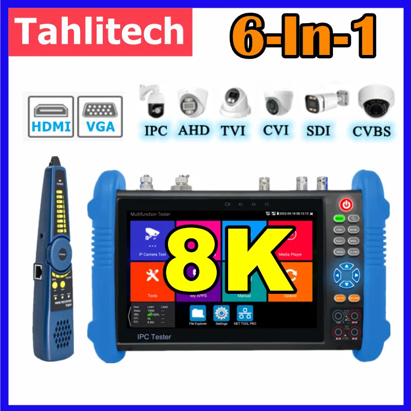 CCTV Video Tester Monitor with Cable Testing Tool,8K CCTV Monitor for AHD TVI CVI,IP Camera Tester Kit