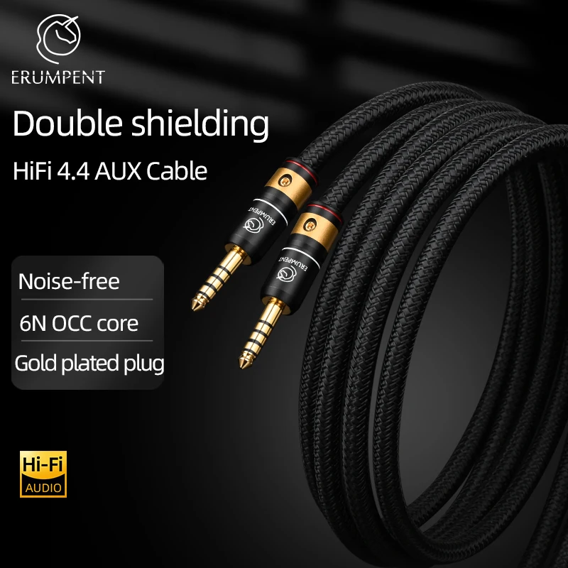 ERUMPENT HiFi 4.4mm Aux Audio Cable High Quality Dual Shielding Gold Plated 4.4mm Jack Aux Cable for Phone Amplifier Earphone