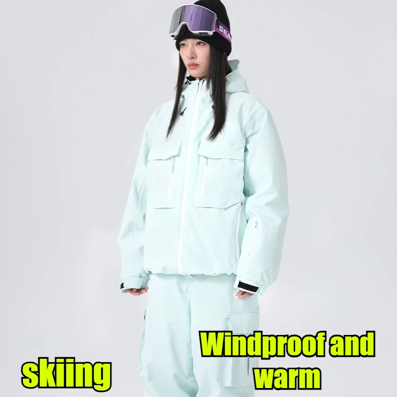 

2025 New Pro Waterproof Snowboard Suits Couple Loose Warm Ski Clothes Winter Windproof Snow Tracksuit 모터사이클 재킷