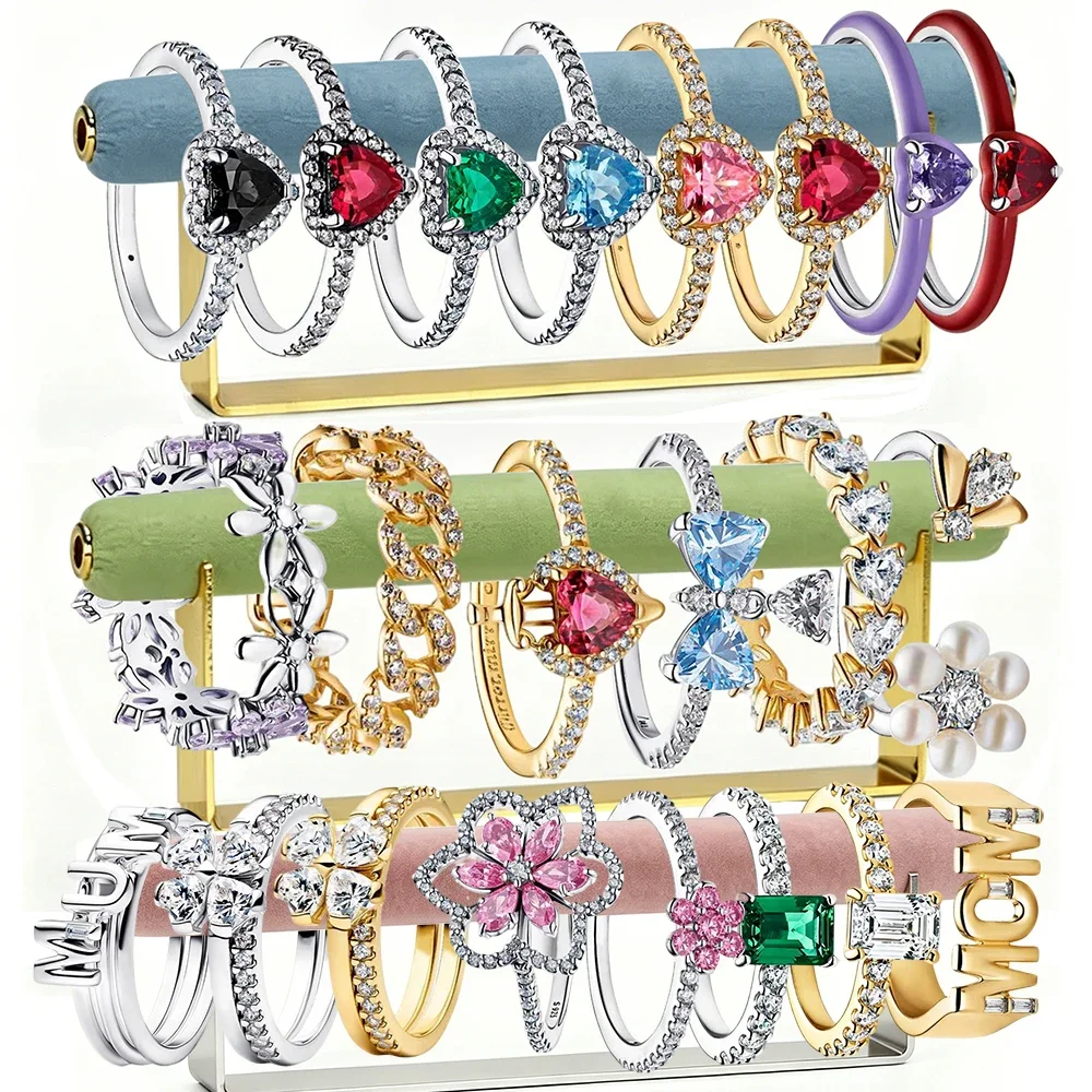 2026 New 925 Silver Sparkling Love Mom Signature Lucky Bee Lab Devil's Eye Cocktail Talisman Ring DIY Exquisite Charm Jewelry