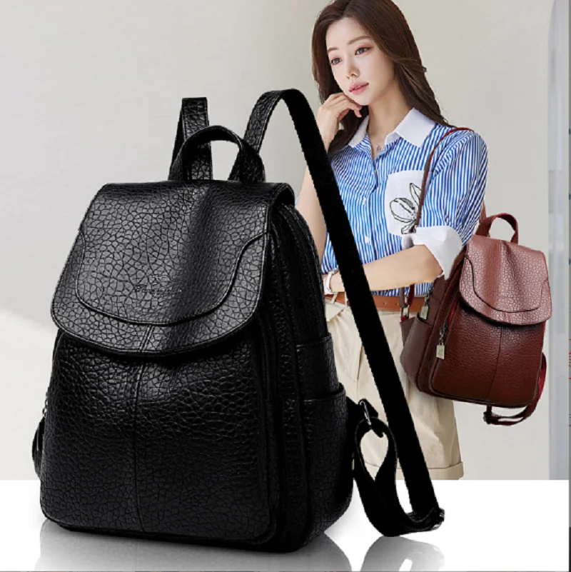 

New Arrival Luxury Designer Leather Travel Backpack Women Fashion Large Capacity Shoulder Bags Teenagers Girls School Bag Totes