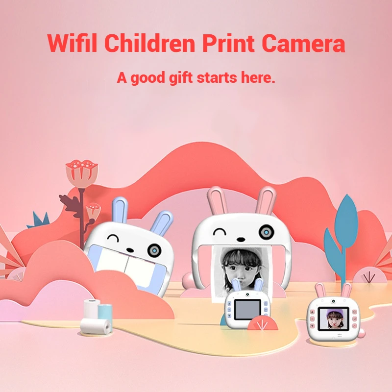 

Kids Thermal Paper Printer Wireless WIFI Cell Phone Printer 1080P 4K HD Video Instant Print Camera