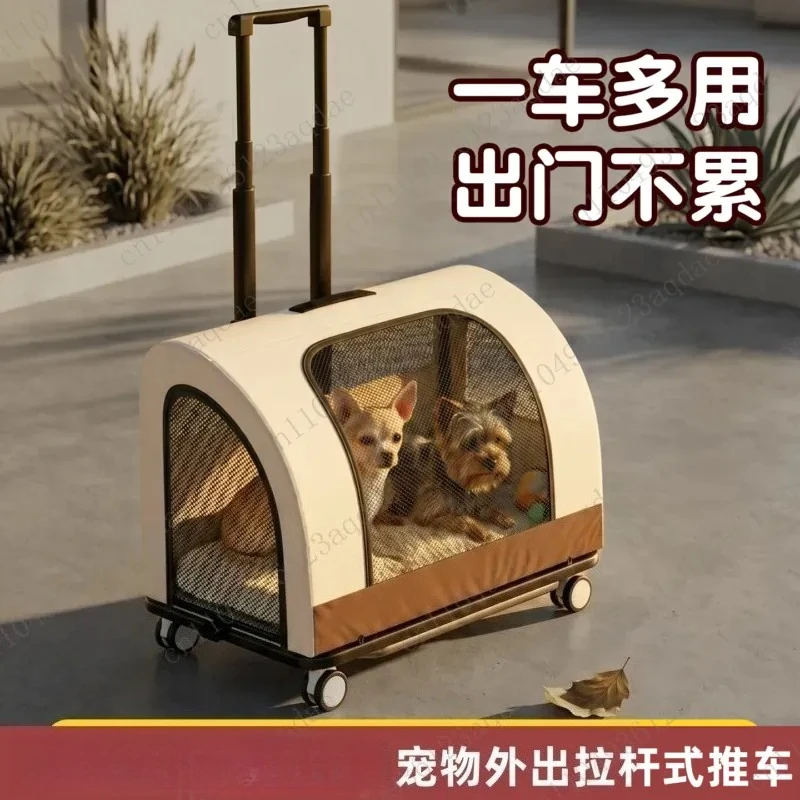 Pet trolley case cat bag dual-purpose going out portable cat small dog large capacity breathable portable backpack foldable