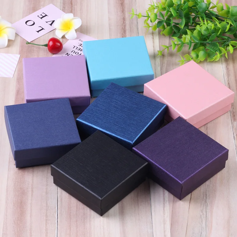 Black Jewelry Box 9x9cm Necklace Earrings Bracelets Boxes Paper Gift Packaging with Black Sponge Can Personalized logo 12pcs