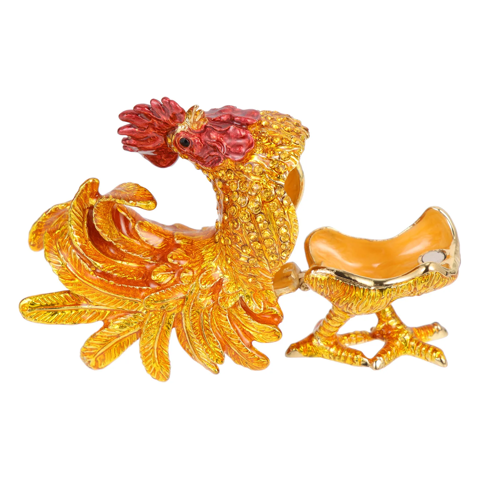 

Шкатулка для украшений в виде петуха, винтажная, из сплава, органайзер для хранения колец, серег, ожерелий, настольное украшение-петух для мелочей