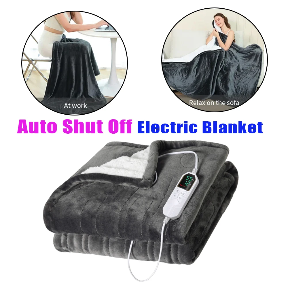 

Электрическое одеяло с подогревом 80x140 см, умный термостат, автоматическое отключение, машинная стирка, согревающий плед для зимы, для одного человека