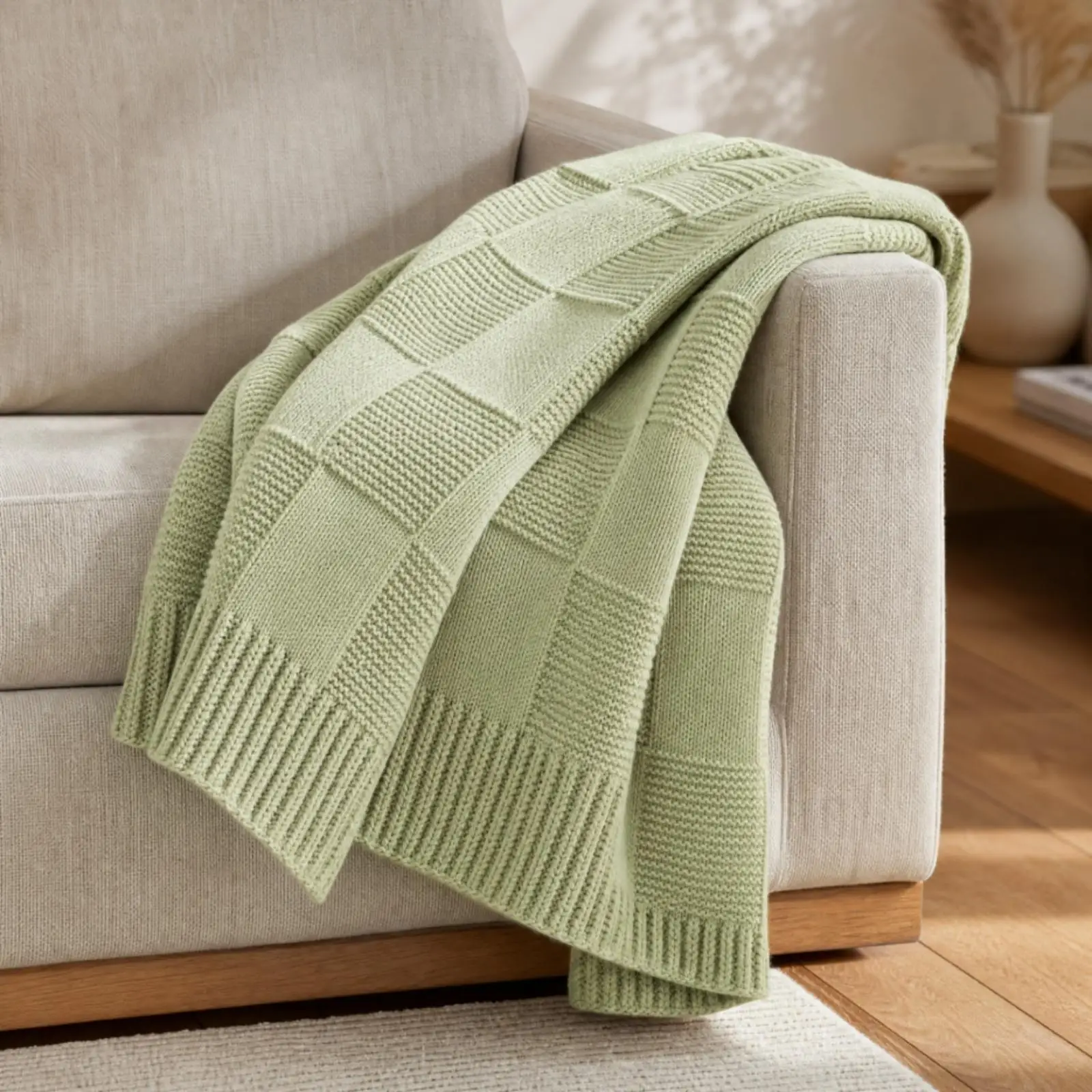 Knitted Imitation Blanket Versatile Air Conditioning Blanket Soft Sofa Throw for Infants, Nursery, Travel, Reading Corner