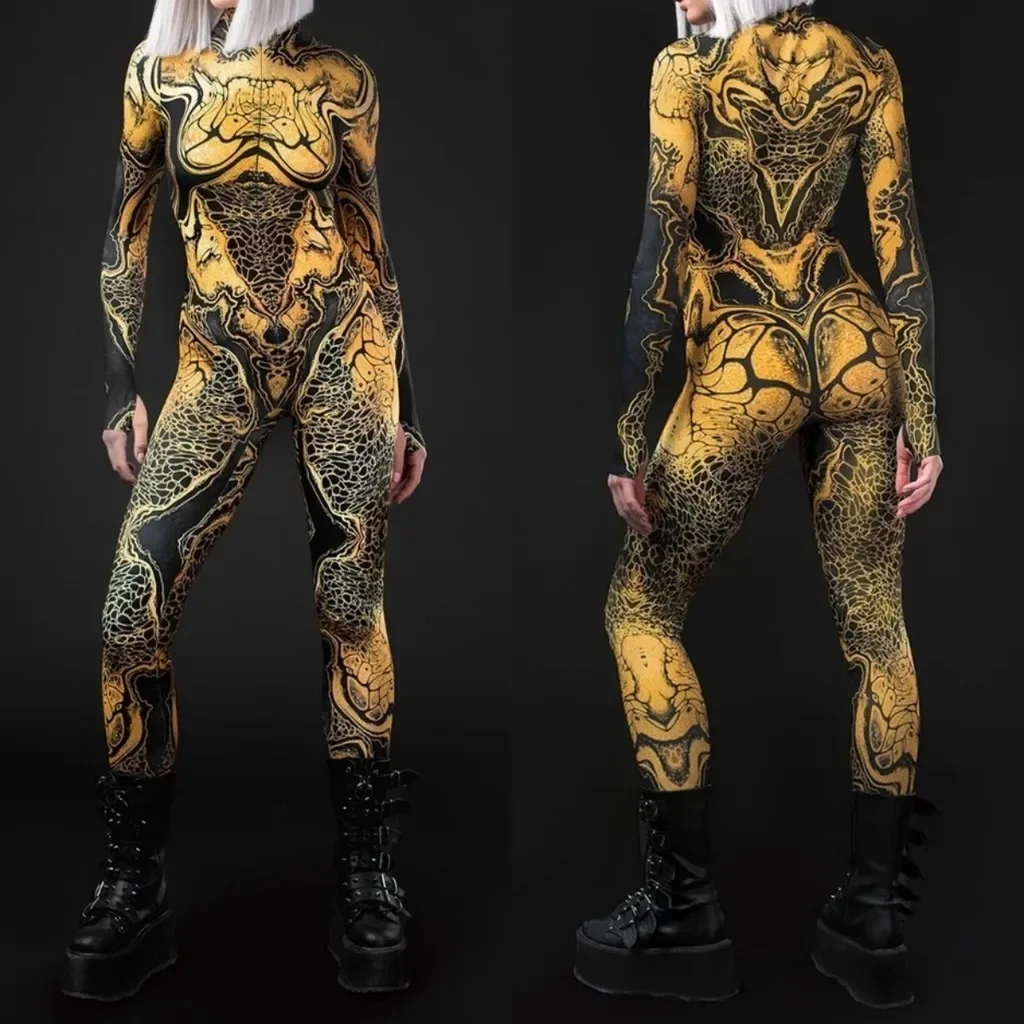 Unisex Cyber Punk 3D Digitaldruck Halloween Party Rollenspiel Outfit Damen Herren Cosplay Kostüm Karneval Overall