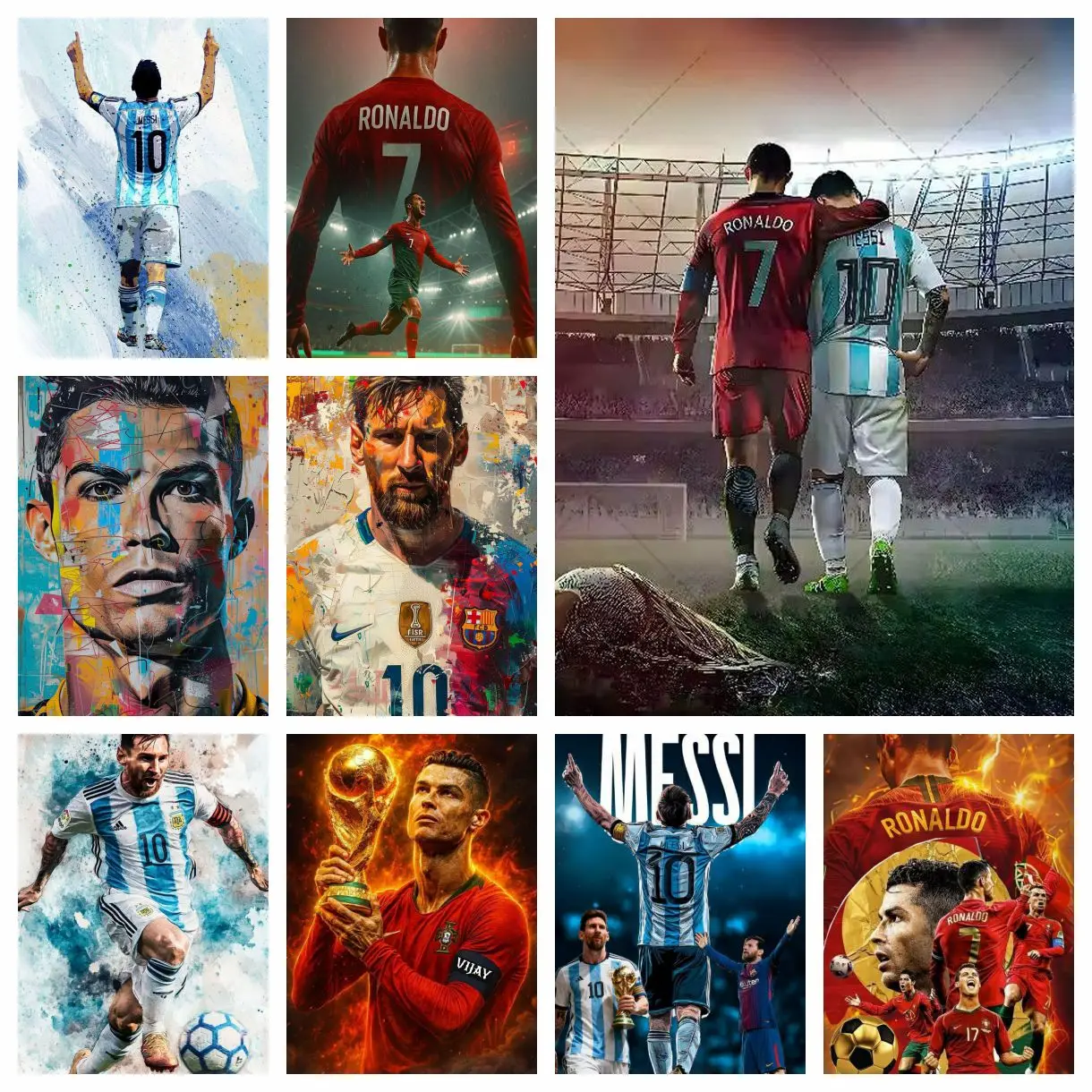 5D DIY C-Cristiano R-Ronaldo Full Round Diamond Painting Home Living Room Bedroom Bar Aesthetic Decoration