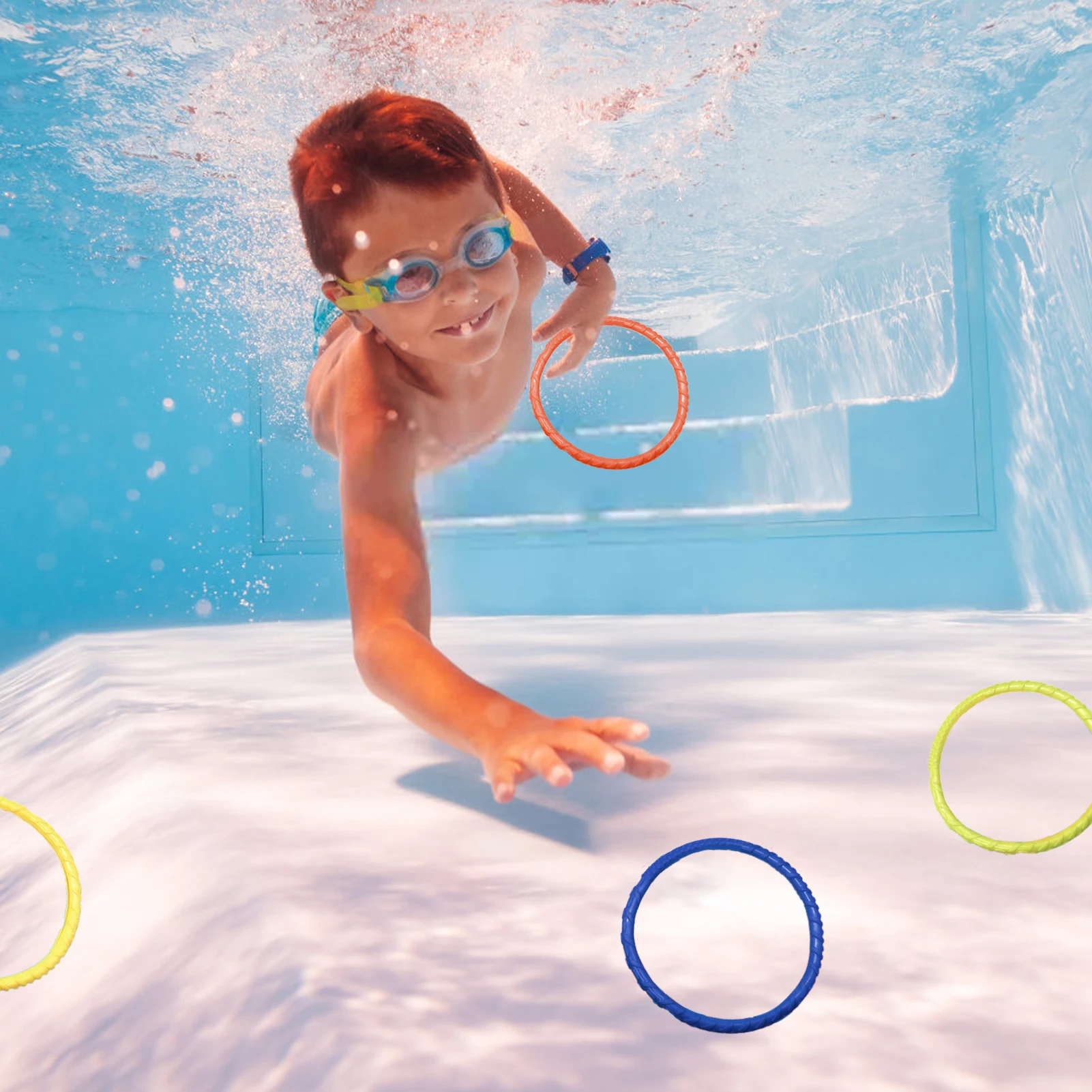 Dive Rings 4-Piece Pool Diving Toys Pool Dive Toys For Kids Adults Easy To Find And Grab Swimming Party Essentials Multicolored