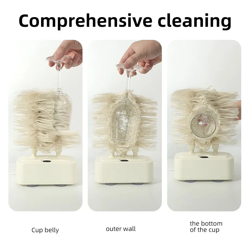 Electric Automatic Glass Cup Polishing Cleaning Tool Wine Glass Polisher Drying Machine Household Bar for Glassware