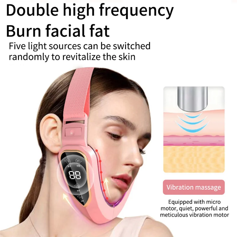 Double Chin V-shaped Face Lift Belt Machine NEW Face Lift Equipment LED Photon Therapy Face Slimming Vibration Massager