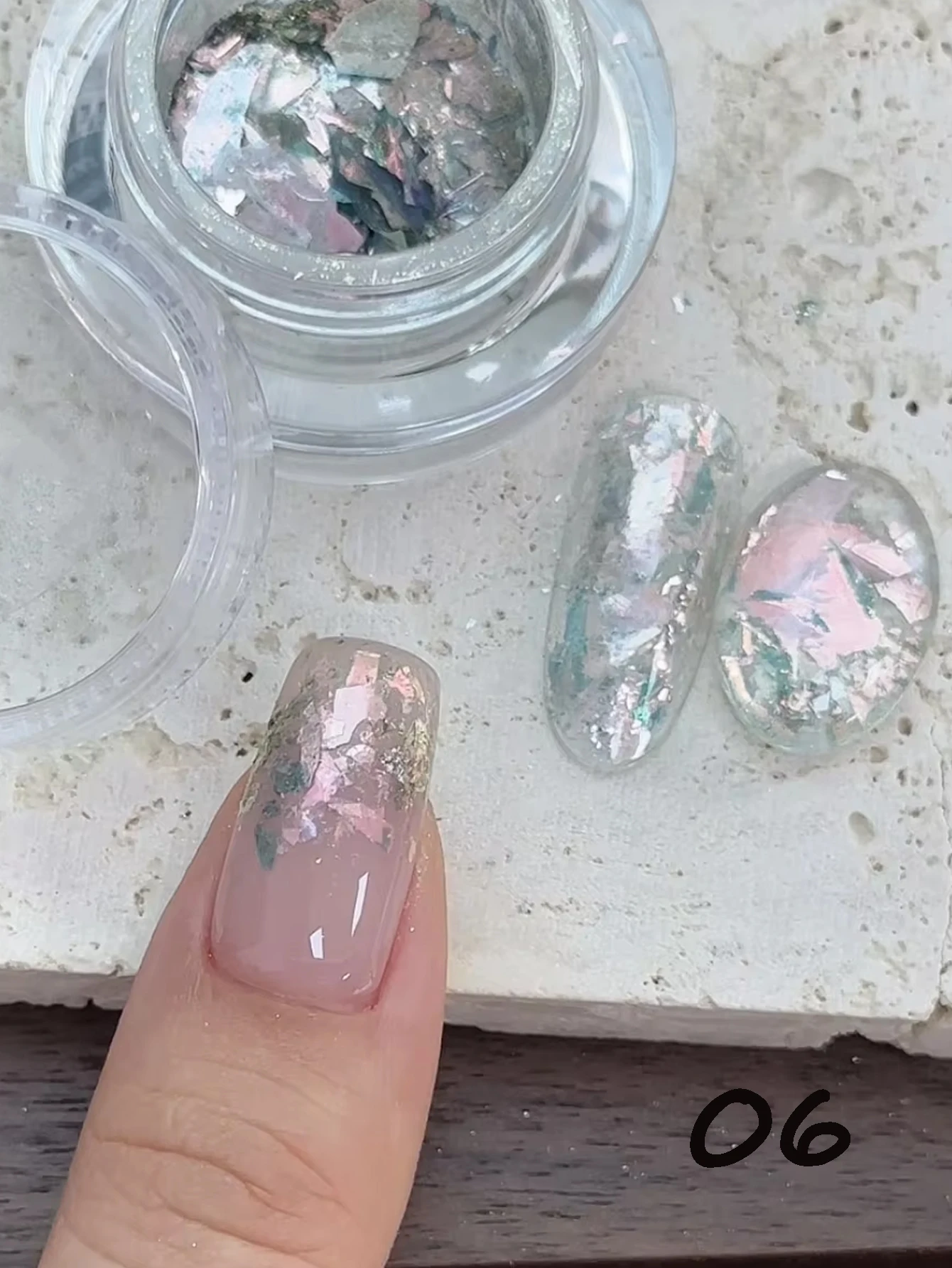 1 قطعة من أورورا الملونة أوبال مسمار الفن مسحوق بريق DIY مسمار الفن الساحرة هدية عيد الميلاد #6