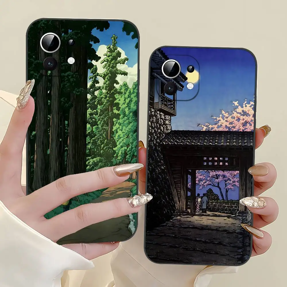 

Чехол для телефона Hasui Kawase Art, черный чехол, подходит для Xiaomi 11 12 Redmi Note 11 5G 8T 9A 9 10T Note8Pro Note 9 12S Ultra