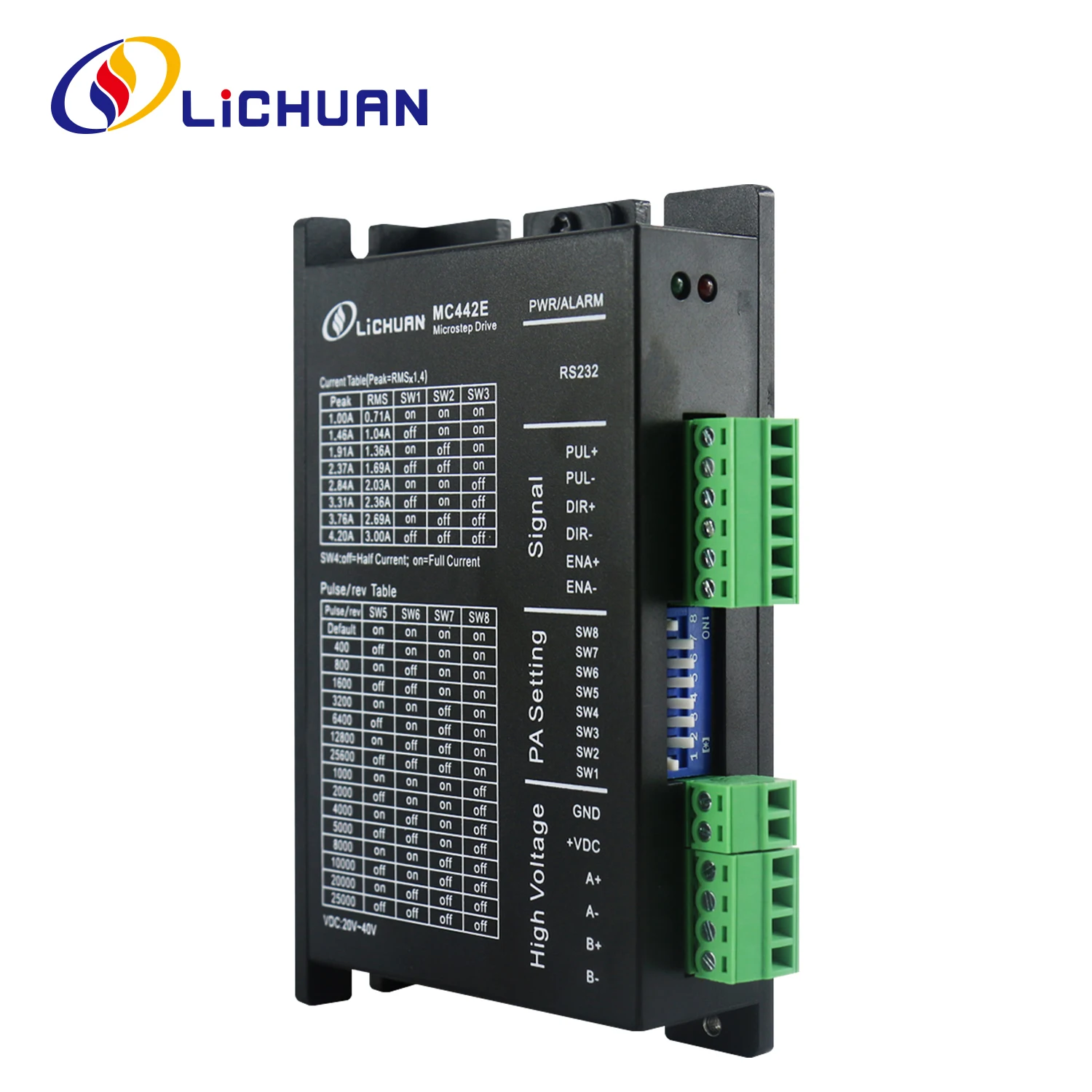 

Lichuan DC20V~40V 4.2A 200~25600ppr Шаговый драйвер 2-фазный Nema17 Драйверы шагового двигателя с открытым контуром для электронного оборудования 3C