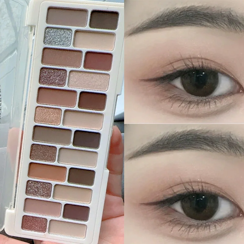 24 色のアイシャドウ パレット、マット ブラウン ヌード マルチカラー アイシャドウ、高演色、防水性と耐汗性、デイリー e