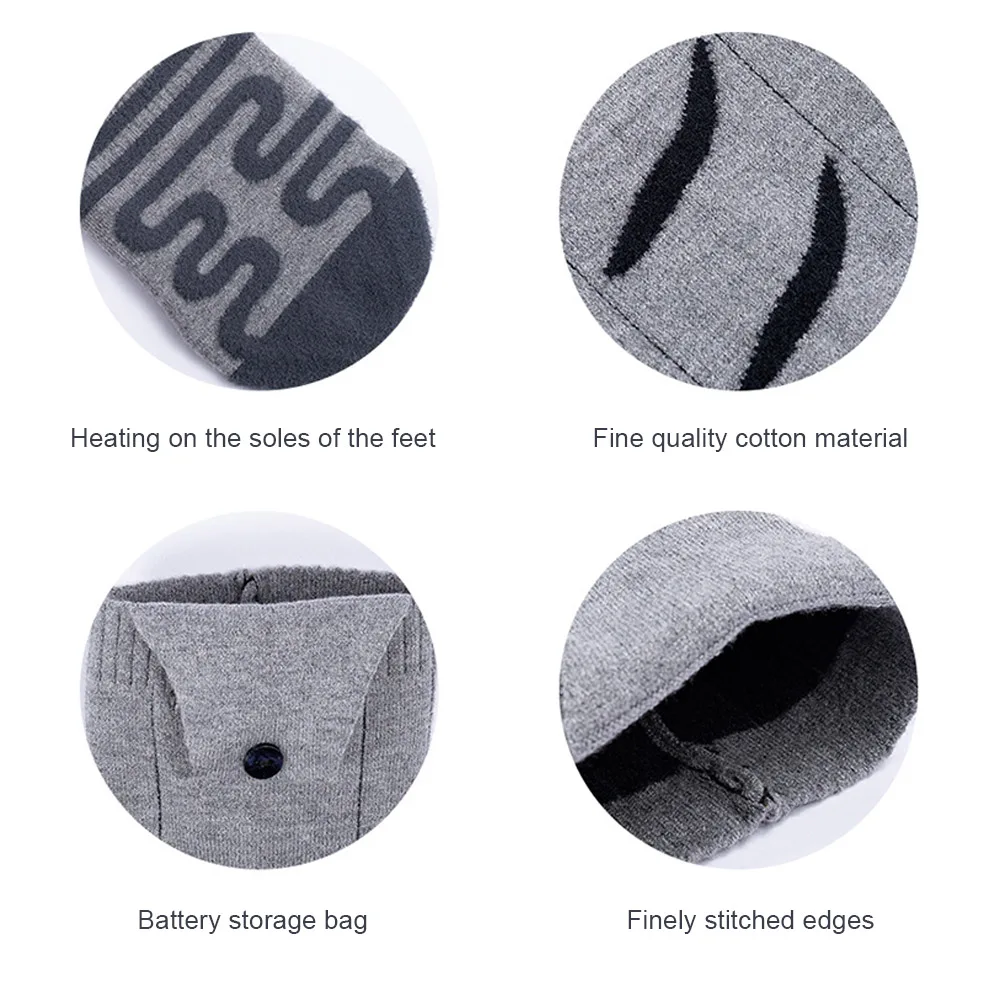 Chaussettes chauffantes électriques chaussettes de ski résistantes au froid chauffage rapide chaussettes thermiques chaudes d'hiver lavables pour le cyclisme Camping patinage