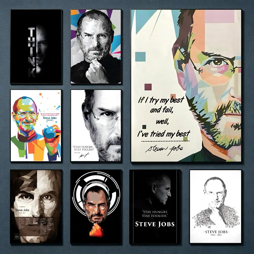 Hot Famous Man S-Steve Jobs Painting Calligraphy HD Canvas Art Print Wall Decor for Bars Coffee Shops Clubs Rooms