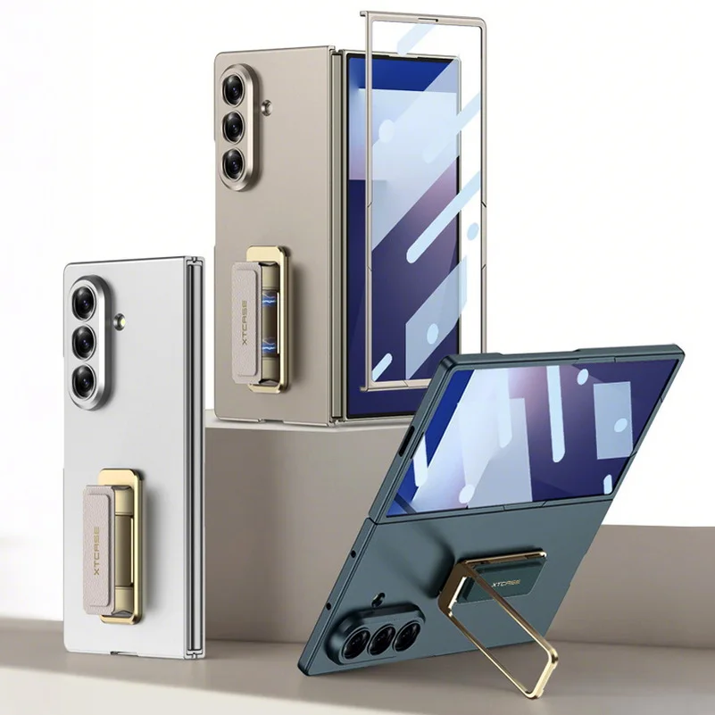 

Ultra-thin Feel Good Wristband Brace Holder Tempered Glass Front Film Case for Samsung Galaxy Z Fold 7 Fold7 Lens Protect Cover