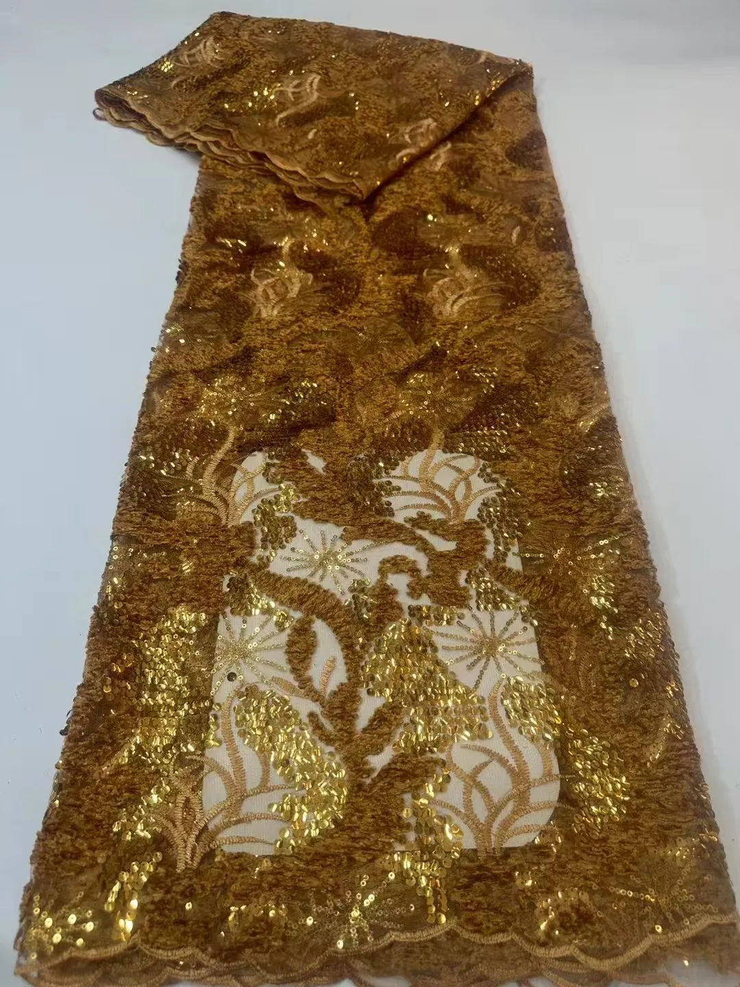 

Latest 2026 High Quality African Tulle Lace Fabric Nigerian Milk Silk Embroidery Sequins Lace For Women Party Wedding Dresses