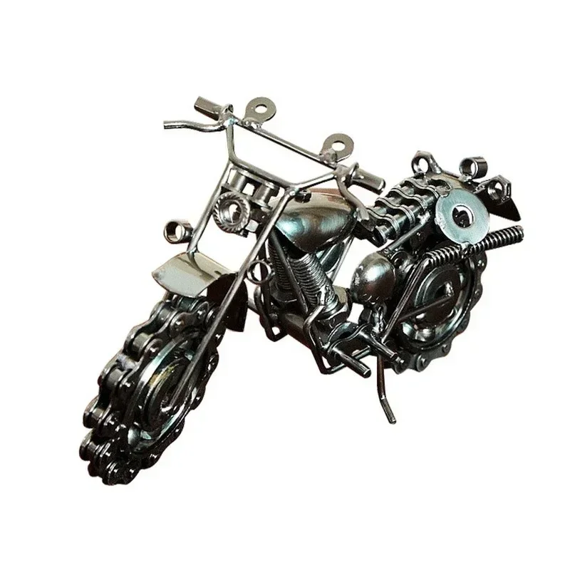 Home Decoration Crafts Figurines Miniatures Iron Antique Imitation Vintage Metal Chain Wheel Motorcycle Gift Model Models