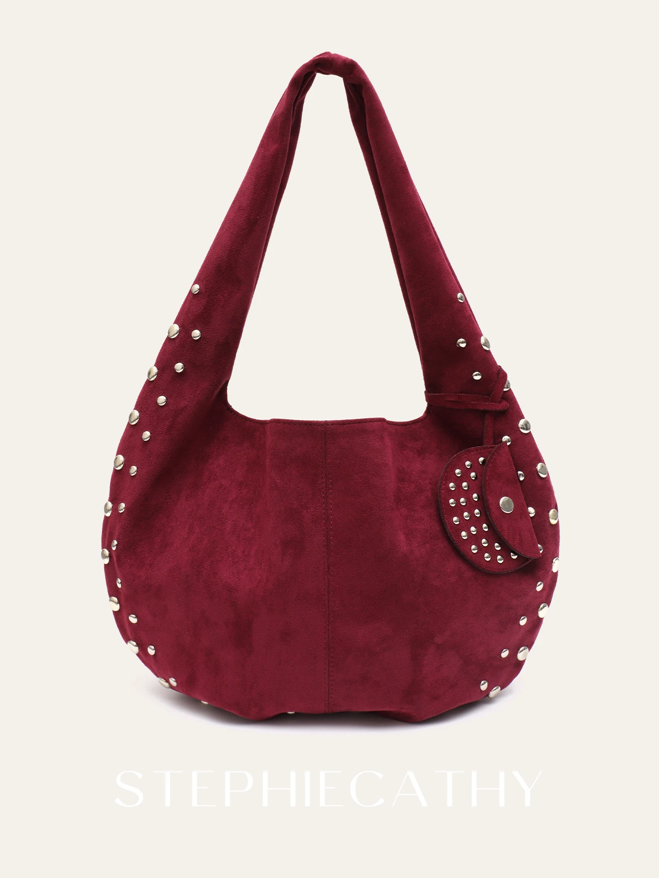 

Женская роскошная сумка через плечо с заклепками и украшением из искусственной замши, мягкая, большая вместимость, элегантная модная, повседневная, для путешествий;