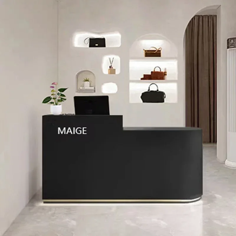 White Luxury Reception Desk Modern Small Checkout Shop Reception Counter Restaurant Study Escritorio Office Furniture