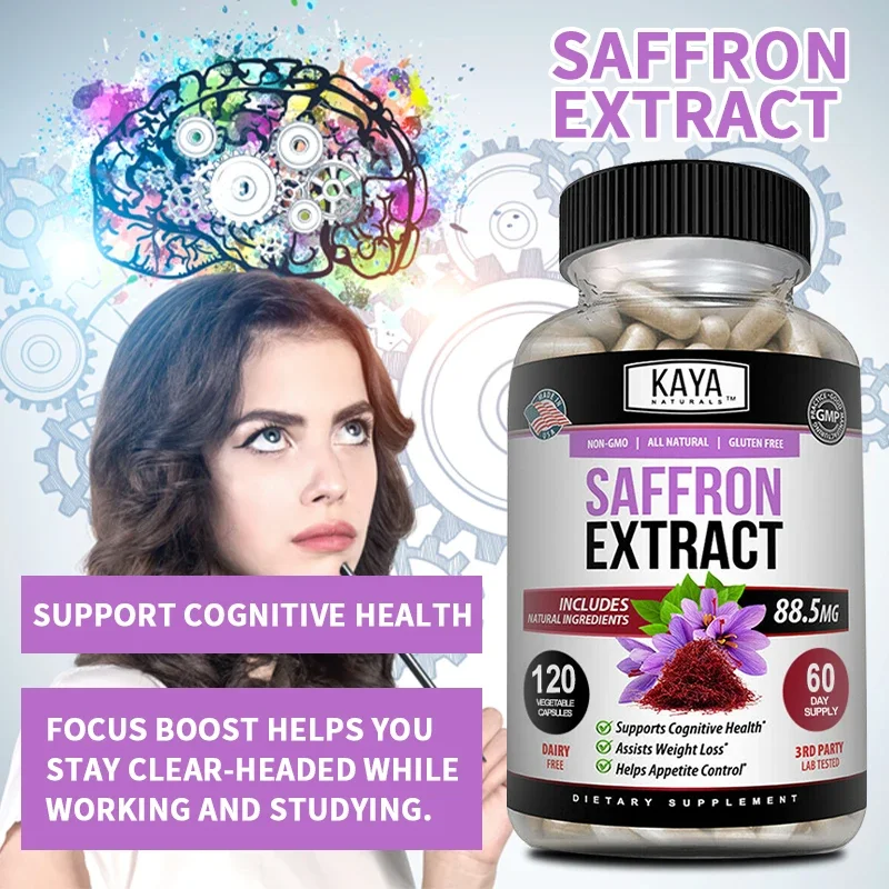 Saffron Extract Dietary Supplement To Support Metabolism, Energy, Mood, and Weight Management