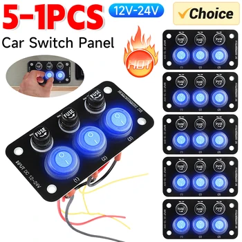 자동차 스위치 패널 라이터 소켓, 12V-24V, 3 버튼 ON OFF 토글 스위치 패널, 보트 트럭 트레일러 캠핑 캐러밴 RV 액세서리