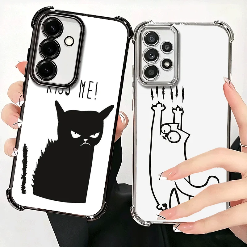 Cat Footprint Funny Scratch Paw Cute Plating Phone Case For Samsung A17 A57 A27 A37 A16 A56 A26 A36 A15 A55 A25 A35 A14 A54 A24