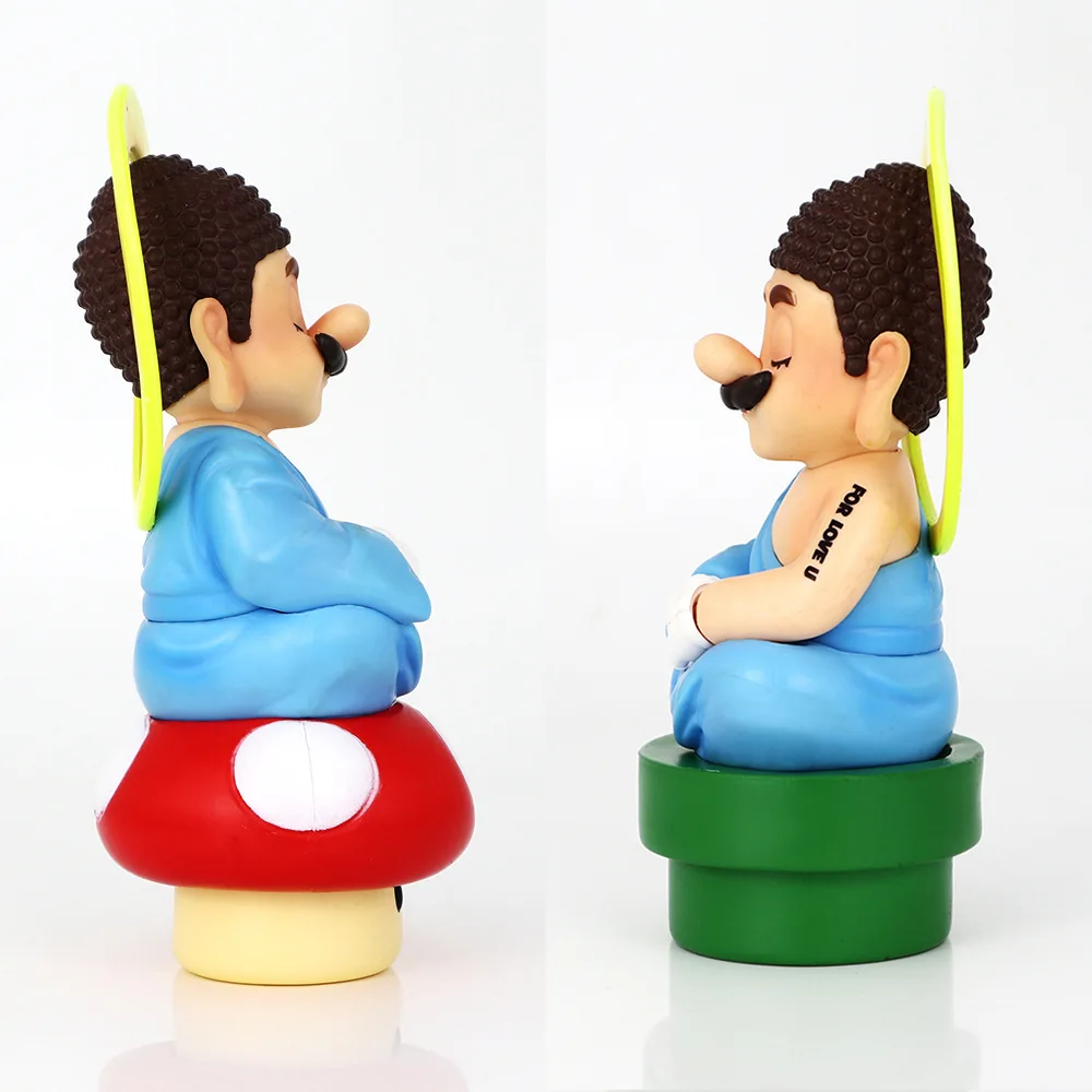 14cm Super Mario Bros Cosplay Buddha Action Figure PVC GK Model Creative Toys Room Desktop Car Decorative Ornament Birthday Gift