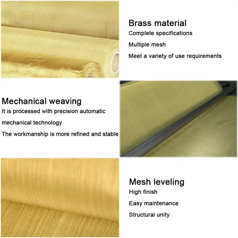20-200Mesh Brass Woven Wire Metal Mesh Shielding Fabrics Mesh Copper Wire Filter Net Non-magnetic Signal Screen Tool
