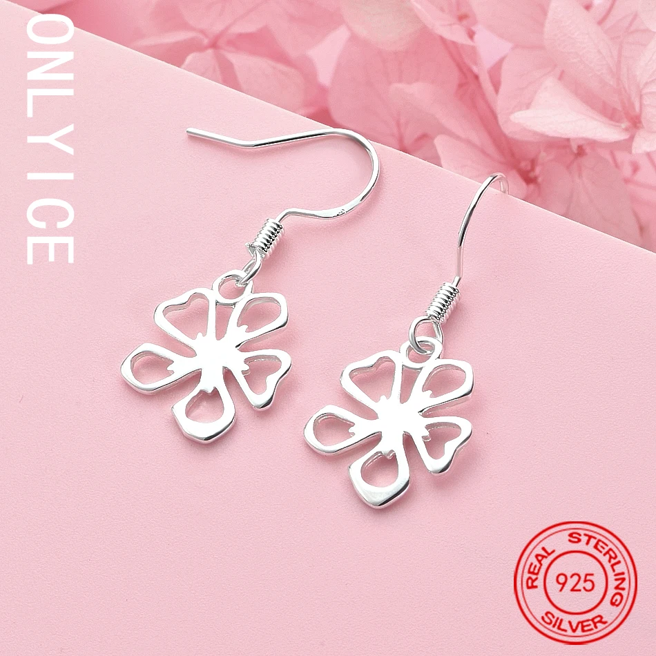 

Top 925 Sterling Silver Flowers Earrings Drop Earrings For Women Creativity Gifts Street All-match Party And Daily Wear
