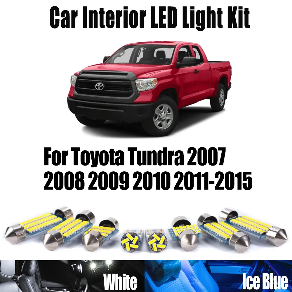 12 pièces Canbus véhicule LED intérieur dôme carte plaque d'immatriculation coffre Kit d'éclairage pour Toyota Tundra 2007- 2013 2014 2015 accessoires de voiture