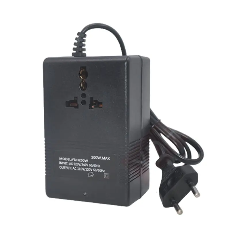 [NEWA76K!】 EU Plug 200W Voltage Converter Inverter 220V To 110V Step-Down Transformer 110V To 220V Travel Adapter