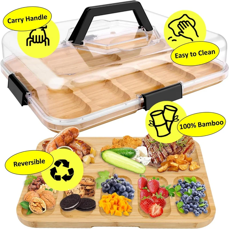 

A69etravel Portable Cheese Board With Clear Lid Charcuterie Board Charcuterie Boxes Cutting Boards For Kitchen Newhome Gift