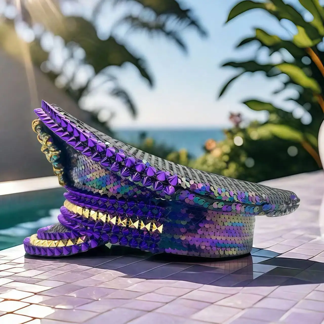 หมวกแฟนซีงานเทศกาลดนตรีหงหลวน หมวกกัปตันประดับเพชรสำหรับงานคาร์นิวัล ผู้หญิง คอสเพลย์ เครื่องประดับสำหรับผู้หญิง