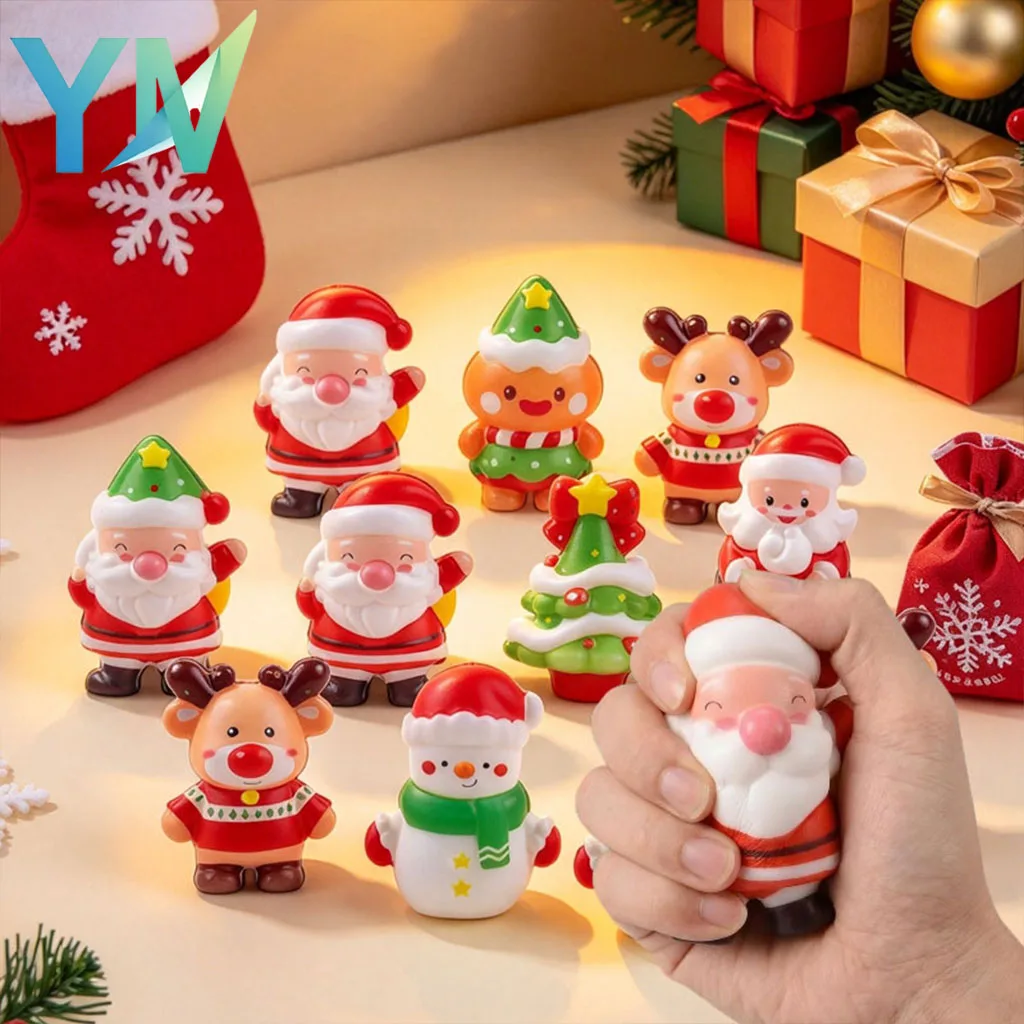 1-40PCS Xmas Santa Claus Squeeze Toy Stress Reliever Fidget Decompression Cartoon Figure Educational Present Fo Adult Home Decor