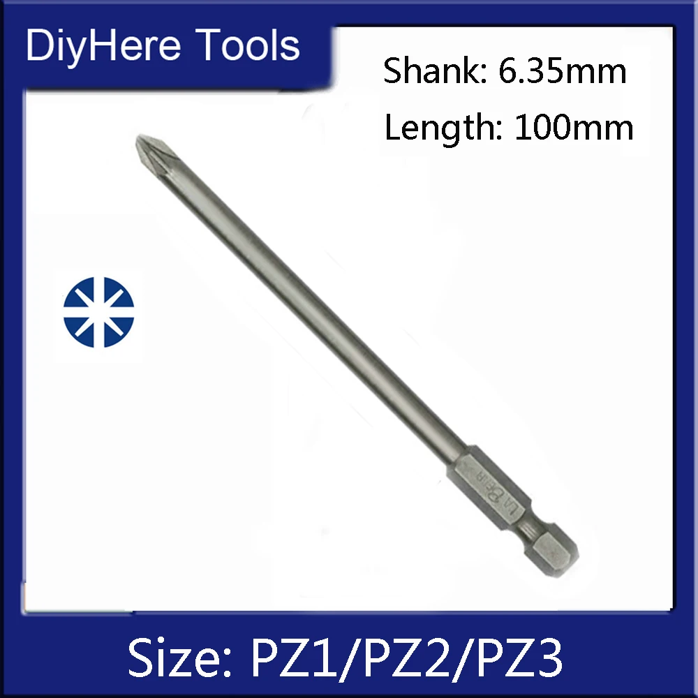 1Pc 100mm long PZ1 PZ2 PZ3 Screwdriver Bits Magnetic Pozidriv