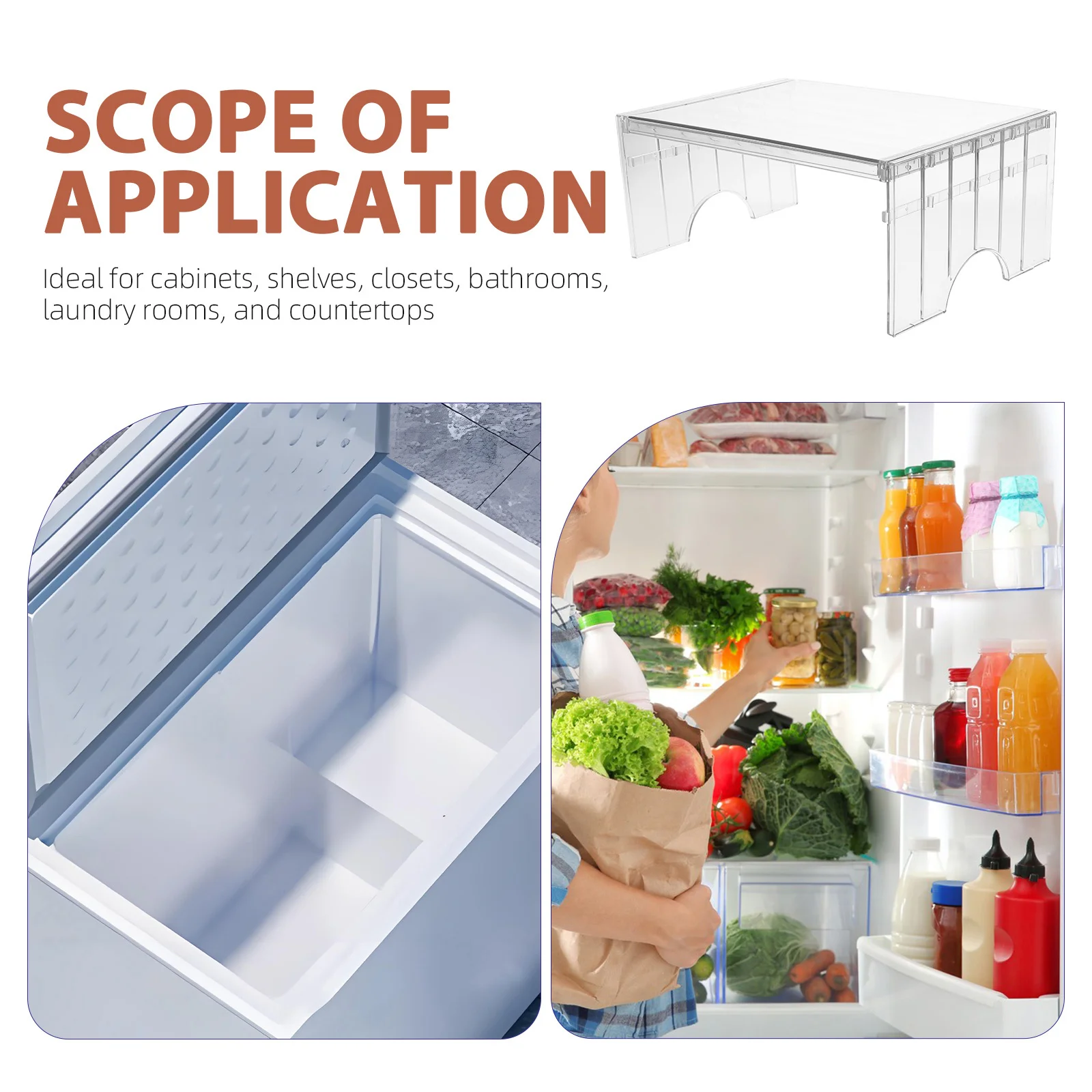 Adjustable Refrigerator Shelf Organizer Stackable Expandable Cabinet Shelf Divider Fridge Storage Rack Freezer Organizer