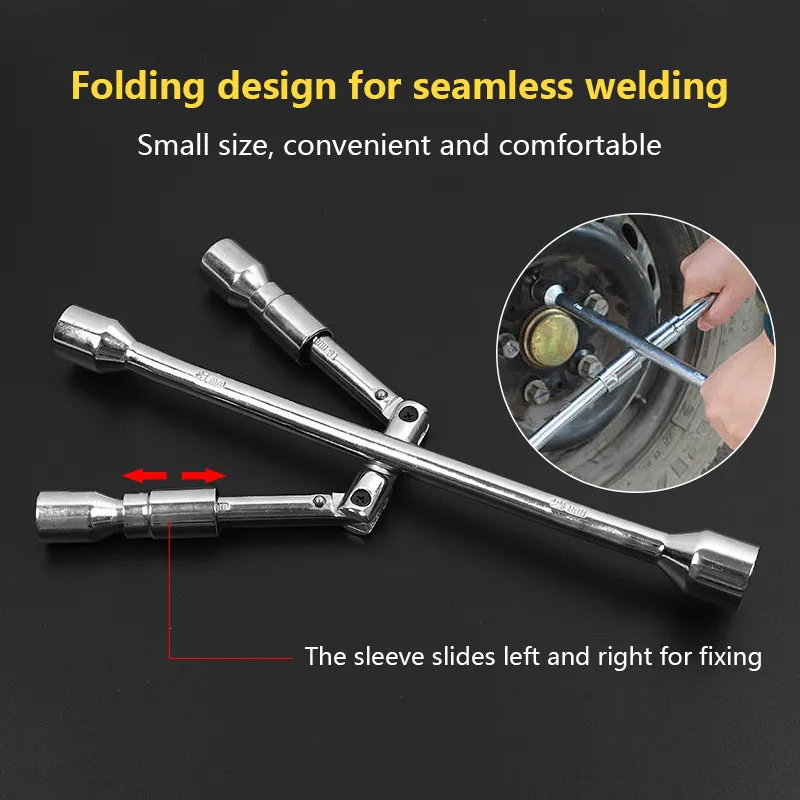 Folding Wheel Hexagon Sokcet Wrench 17 19 21 23mm Professional Car Cross Spanner DIY Household Automotive Wheel Removal Tool