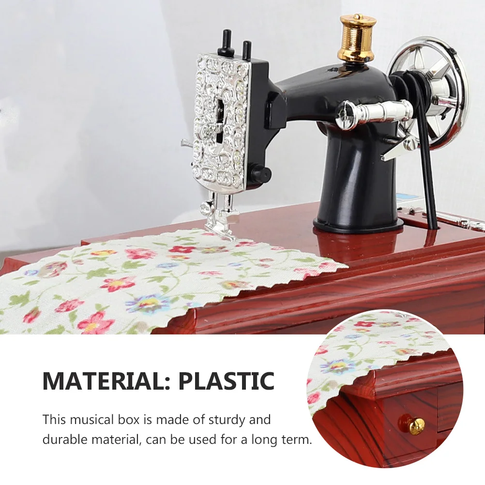 

1Pc Musical Box Ornaments Plastic Exquisite Sewing Machine Shape Desktop Decoration Home Office Gift