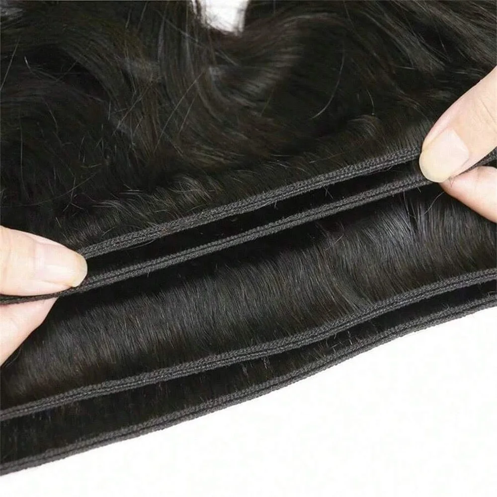 Extensiones de cabello humano, cabello humano liso, 26, 28 y 30 pulgadas, mechones de cabello virgen brasileño sin procesar, extensión de cabello de tejido rápido