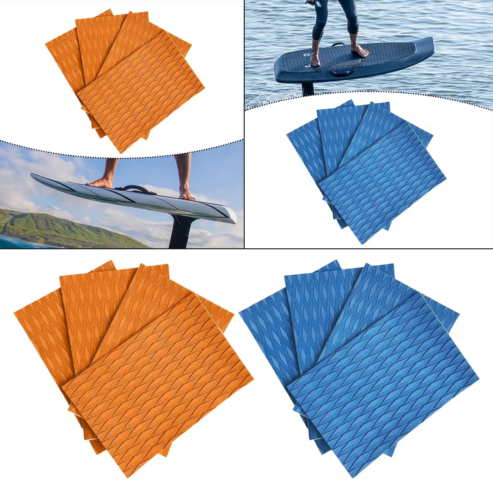 4 Pieces Traction Pad deck Grip Pad Non Slip Boat Floor Mat EVA Sheet Boat Decking Sheet for Skateboard Garden Pool Step